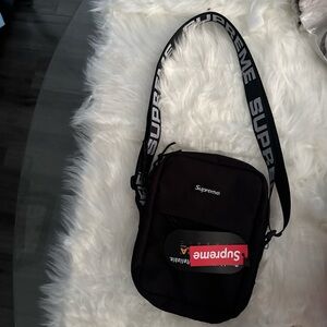 Supreme Black Belt Bag with Logo Strap